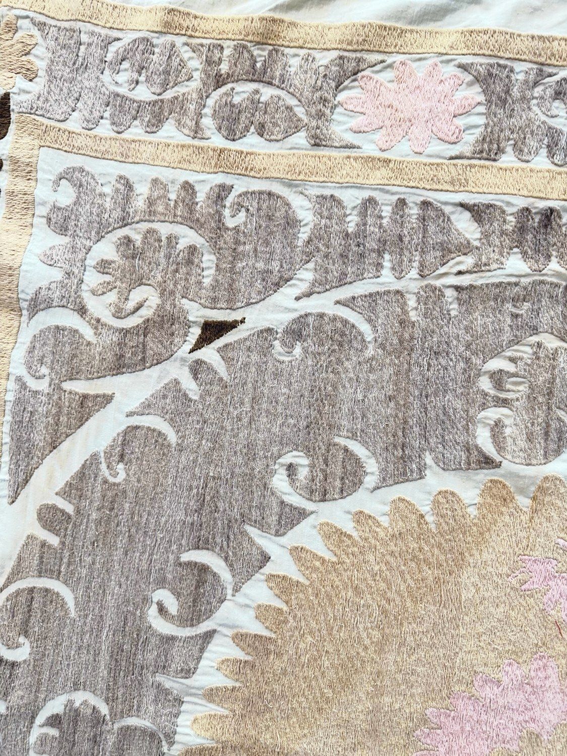 Boho Central Asian Suzani Tablecloth 137 X 146 Cm photo vinterior
