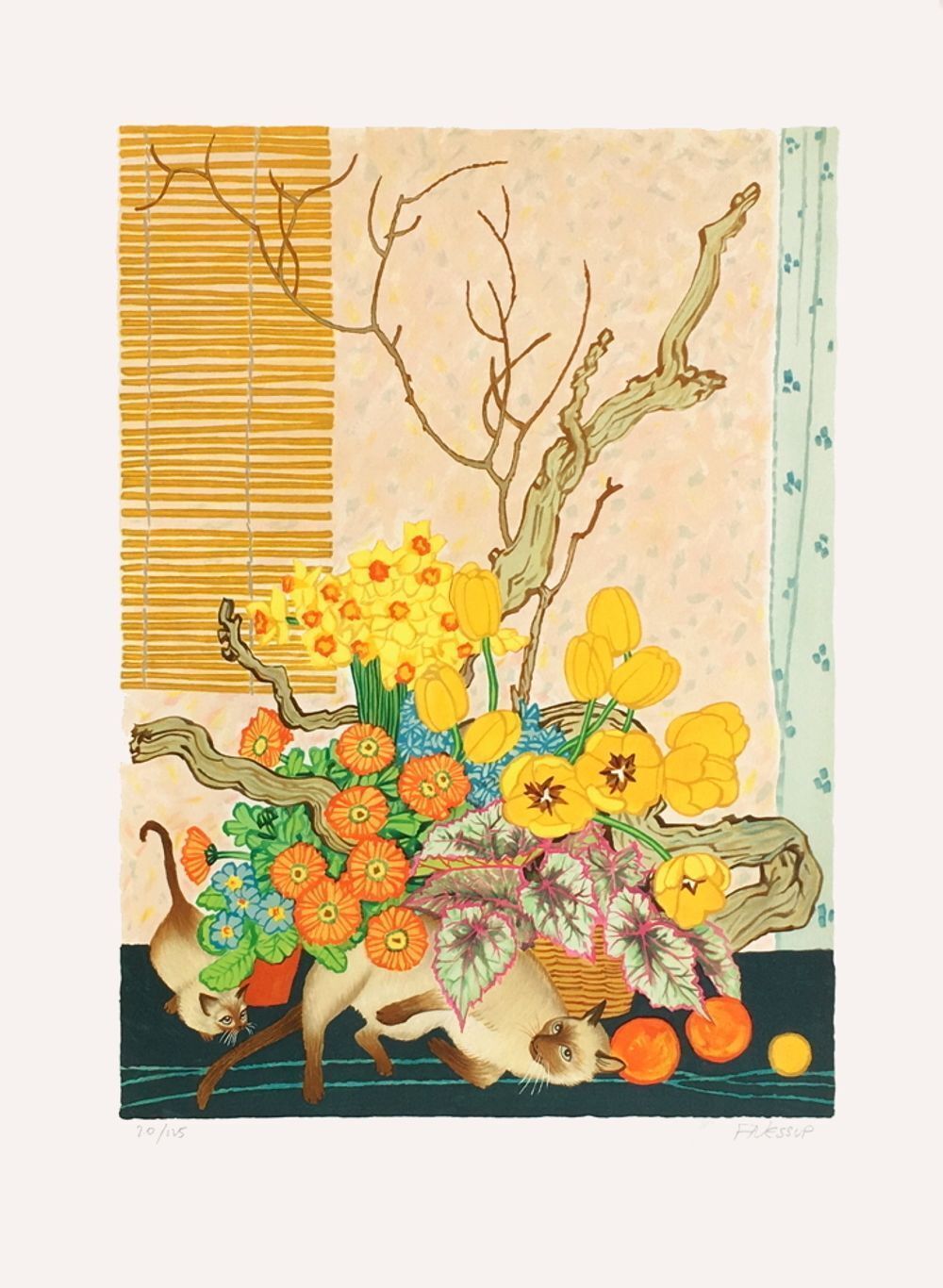 Frederick Arthur Jessup Gesigneerde Lithografie Les Chats 1985