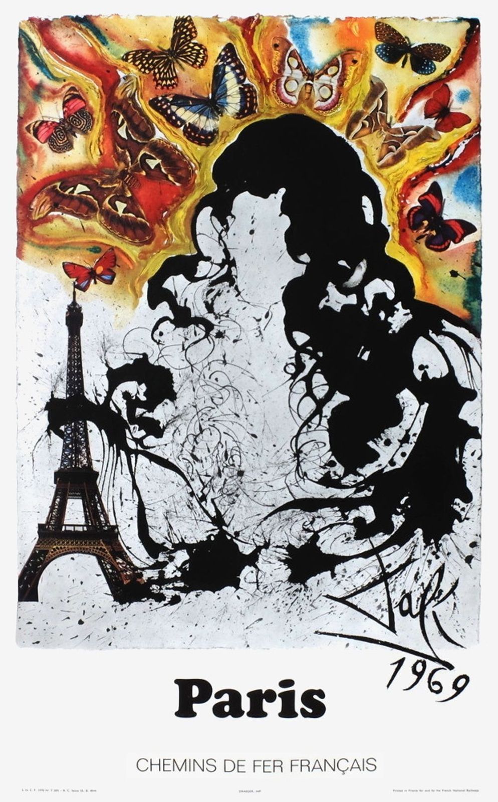 Salvador Dali Poster Sncf   Chemins De Fer Français   Paris (Grand)  1969