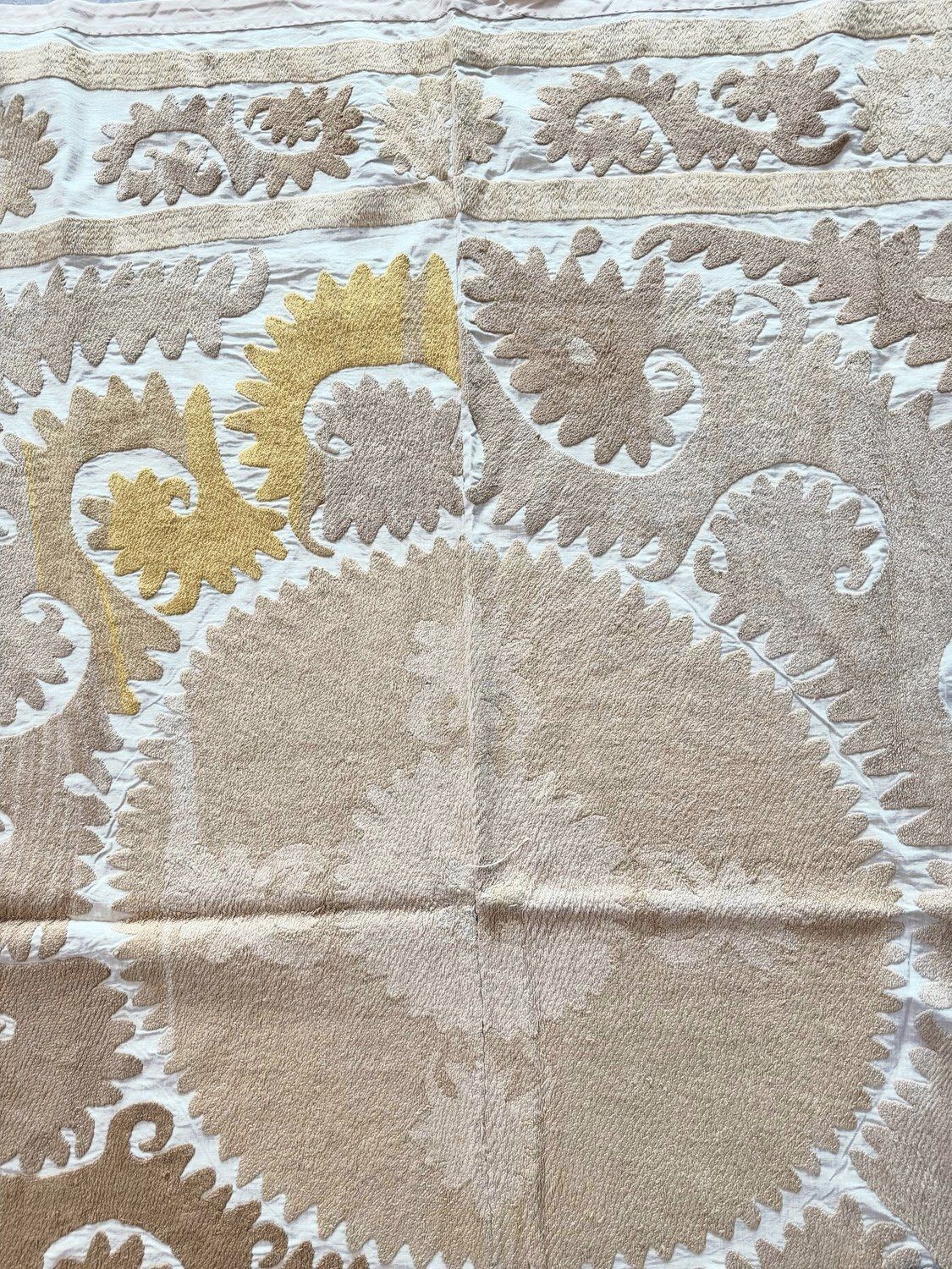 photo furniture Suzani Wall Decor — Neutral Tan Uzbek Tablecloth, 137 X 147 Cm