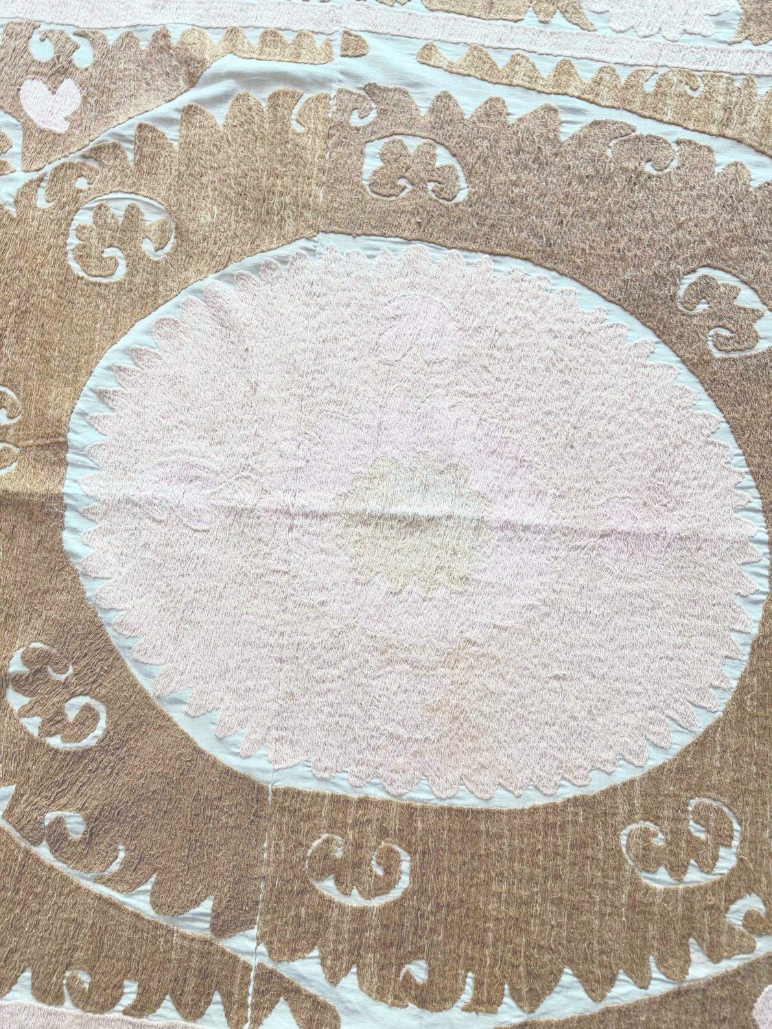 Vintage Hand Embroidered Terracotta Suzani From Uzbek 138 X 168 Cm photo furniture