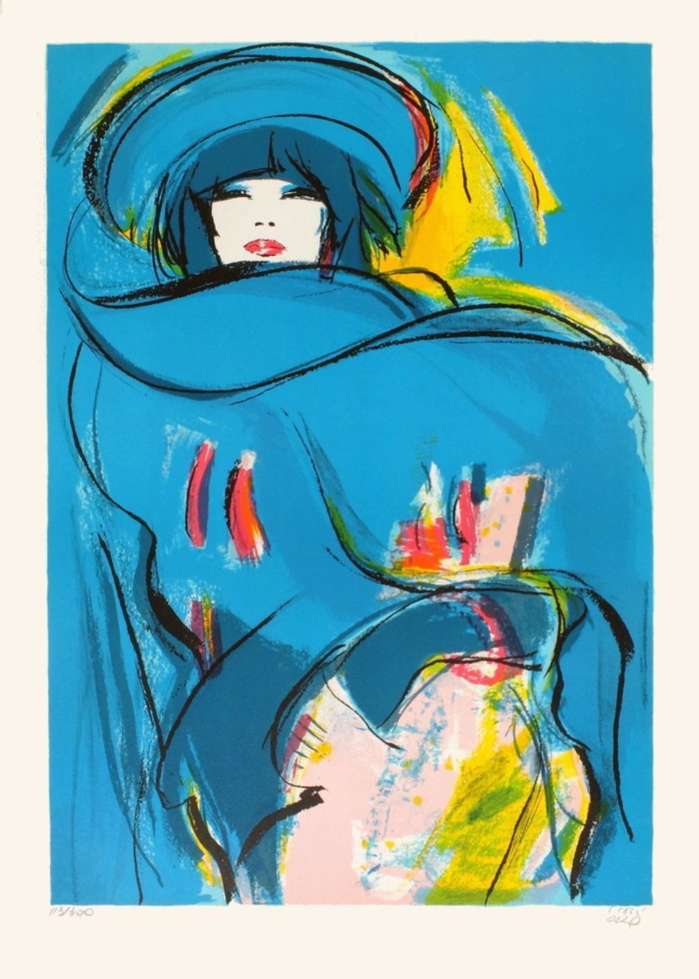 Lien Dezo Gesigneerde Litho Elegante 1990