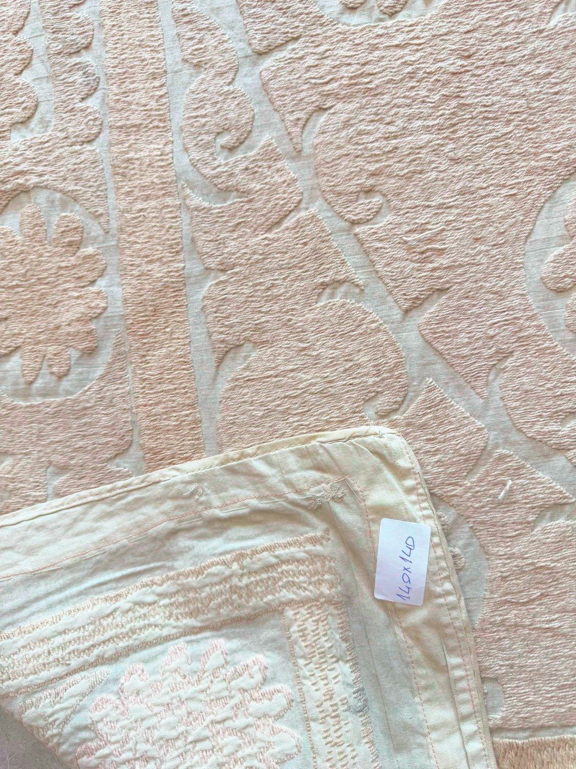 Handmade Neutral Tan Suzani From Tashkent 140 X 140 Cm photo vintage