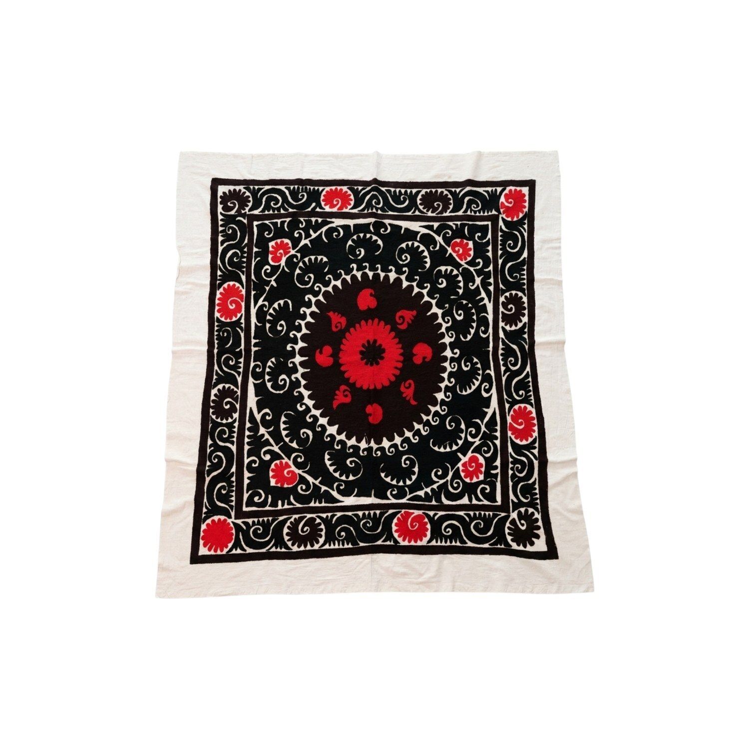 Met de hand geborduurd bruin suzani textiel wanddecoratie 140 x 156 cm