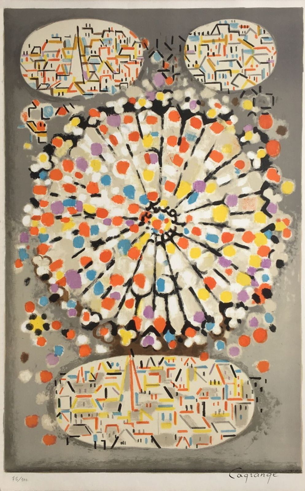 Jacques Lagrange Gesigneerde Lithografie Chartres 1960