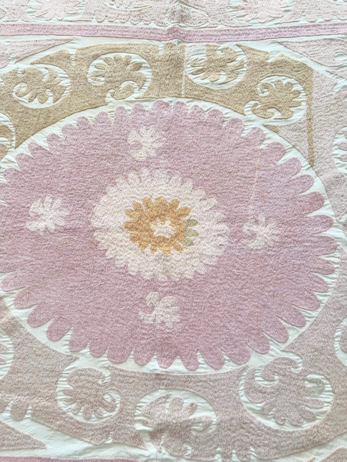 Decorative Neutral Tan Suzani Tribal Textile 141 X 168 Cm photo furniture