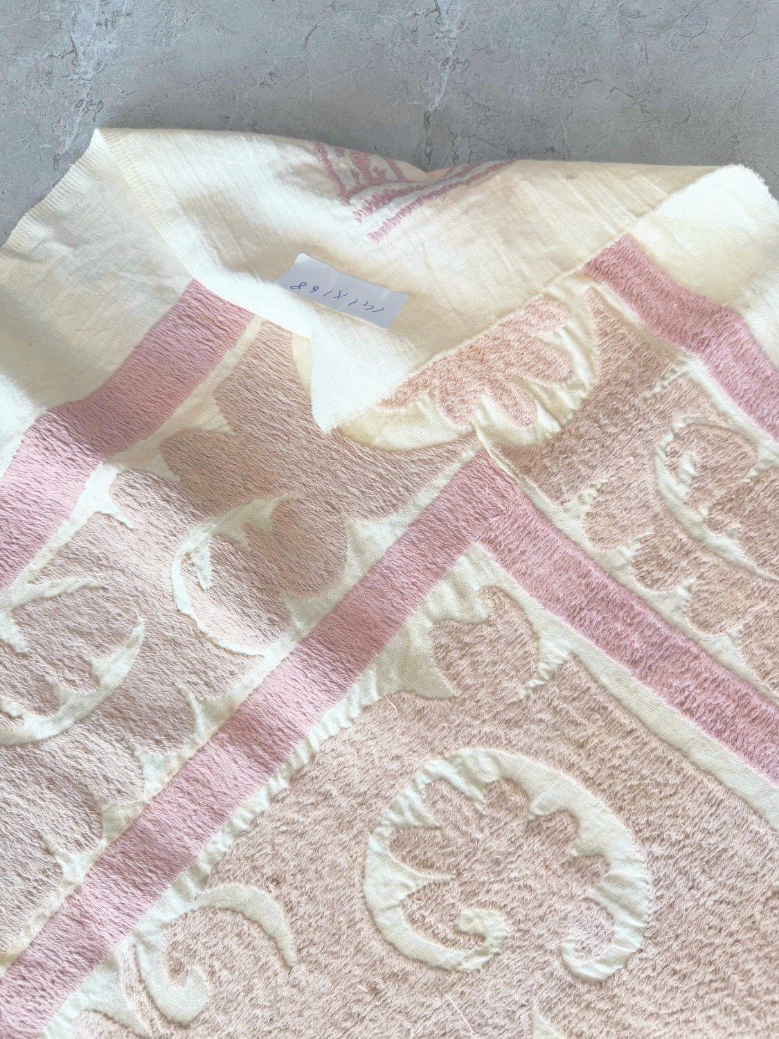 photo for sale Decorative Neutral Tan Suzani Tribal Textile 141 X 168 Cm