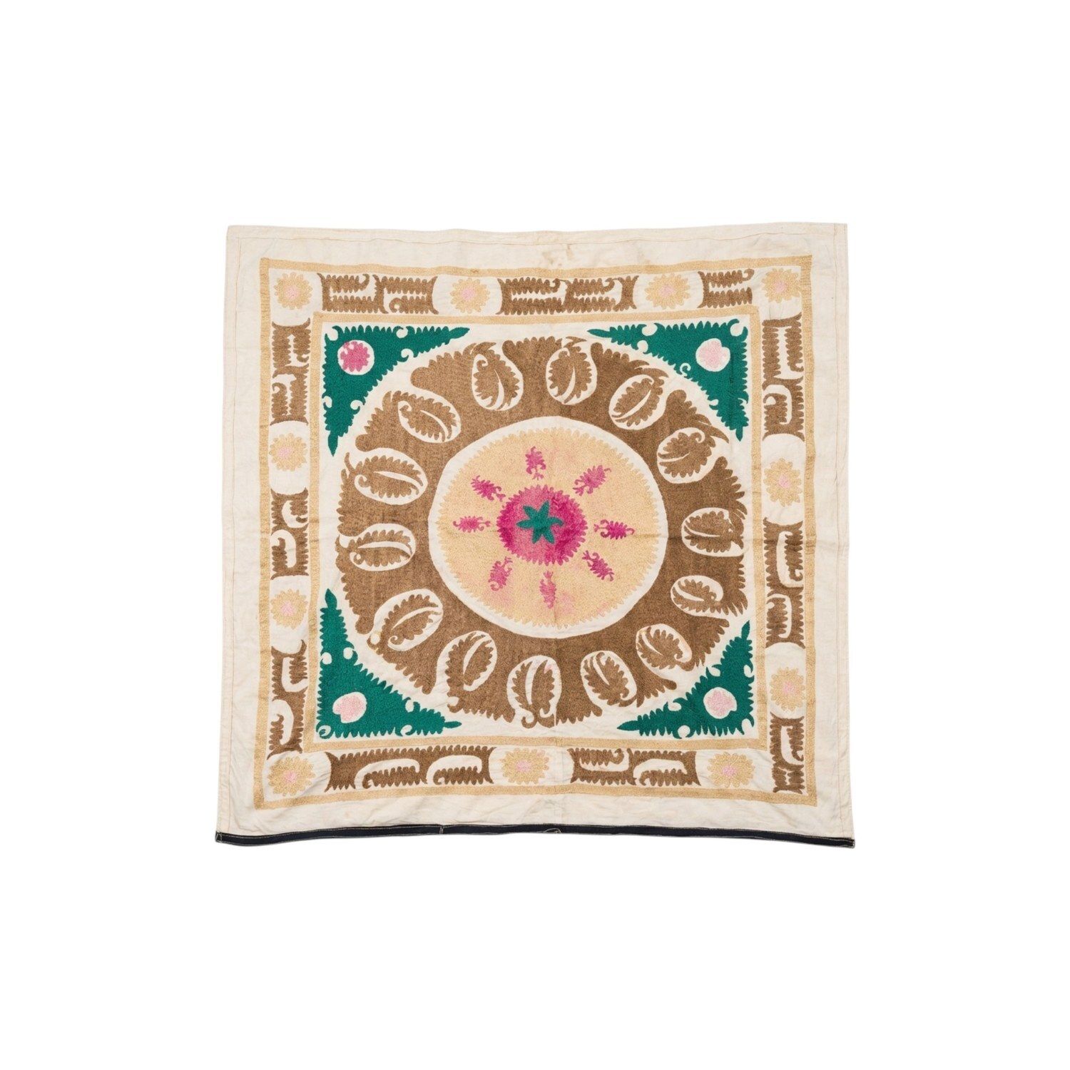 Boho Neutral Tan Suzani From Tashkent 142 X 146 Cm