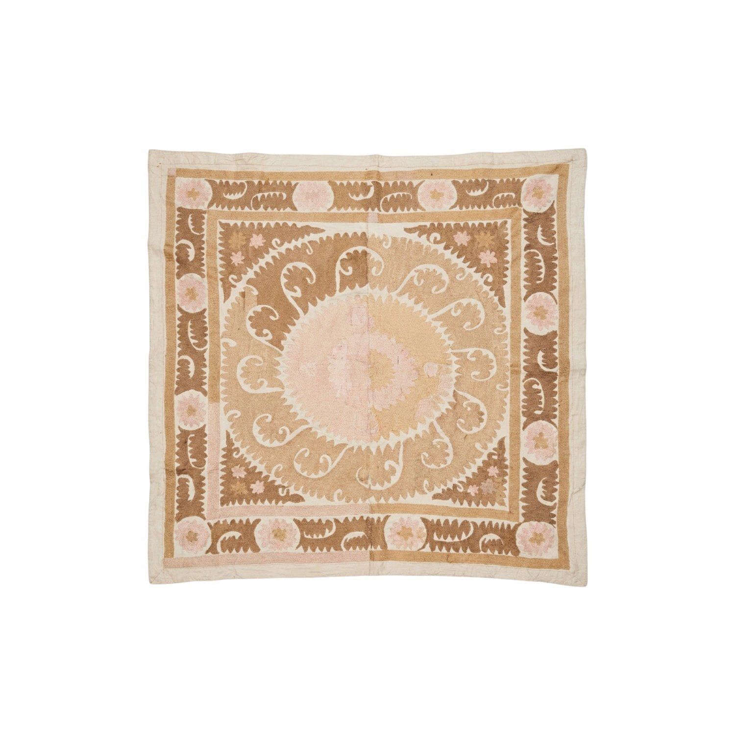 Suzani uit Bukhara, jaren 1970, neutraal beige - 145 x 150 cm