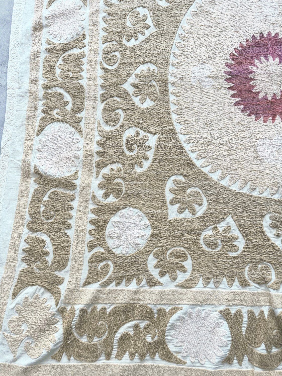 Embroidered Suzani Tablecloth From Bukhara 145 X 154 Cm photo Textiles