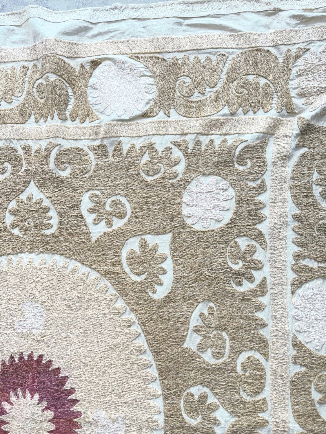 Embroidered Suzani Tablecloth From Bukhara 145 X 154 Cm photo vinterior