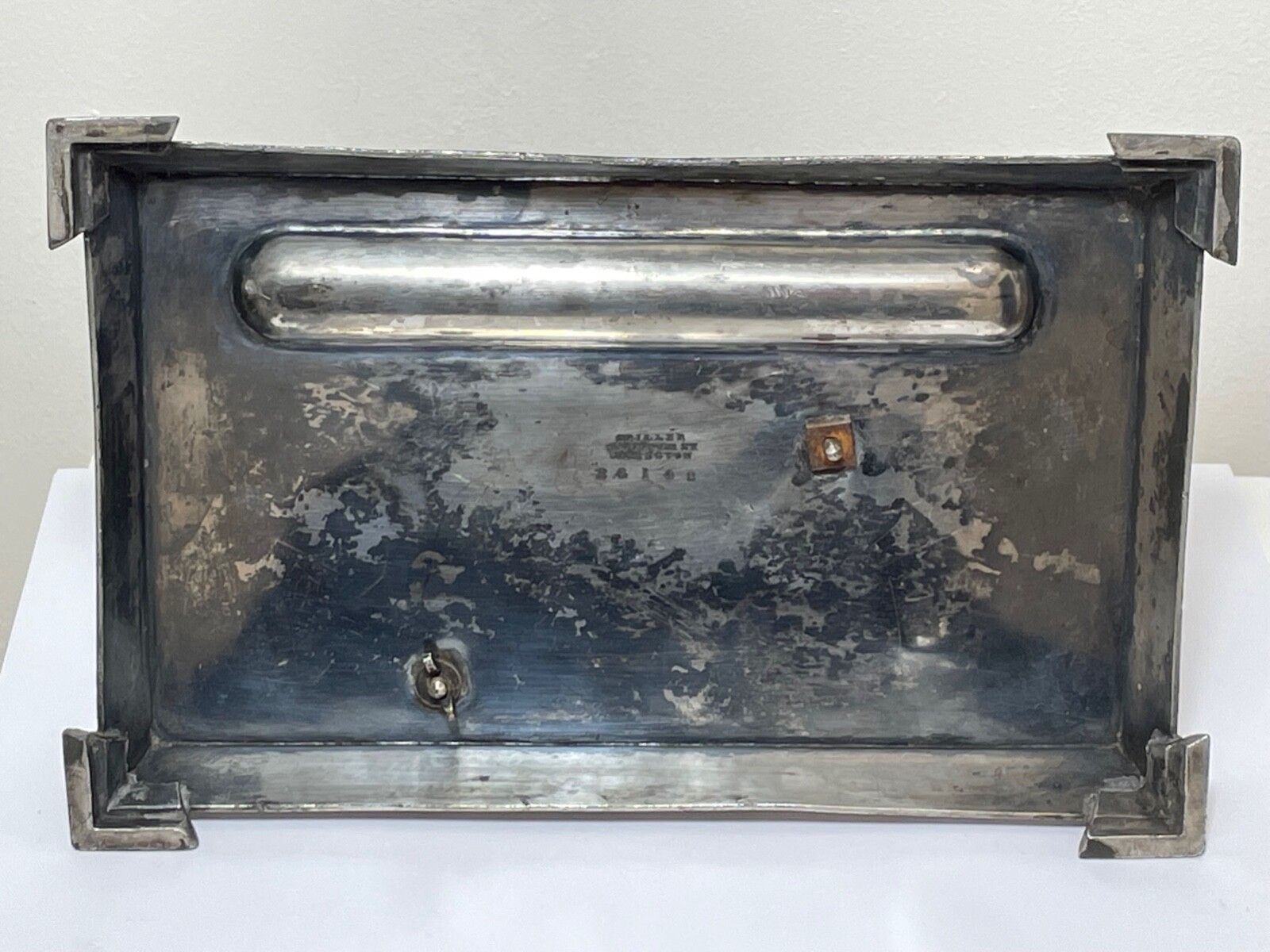 photo furniture Antiek Verzilverd Reiger Inktpotstandaard C.1880 Gemaakt voor H Spiller London