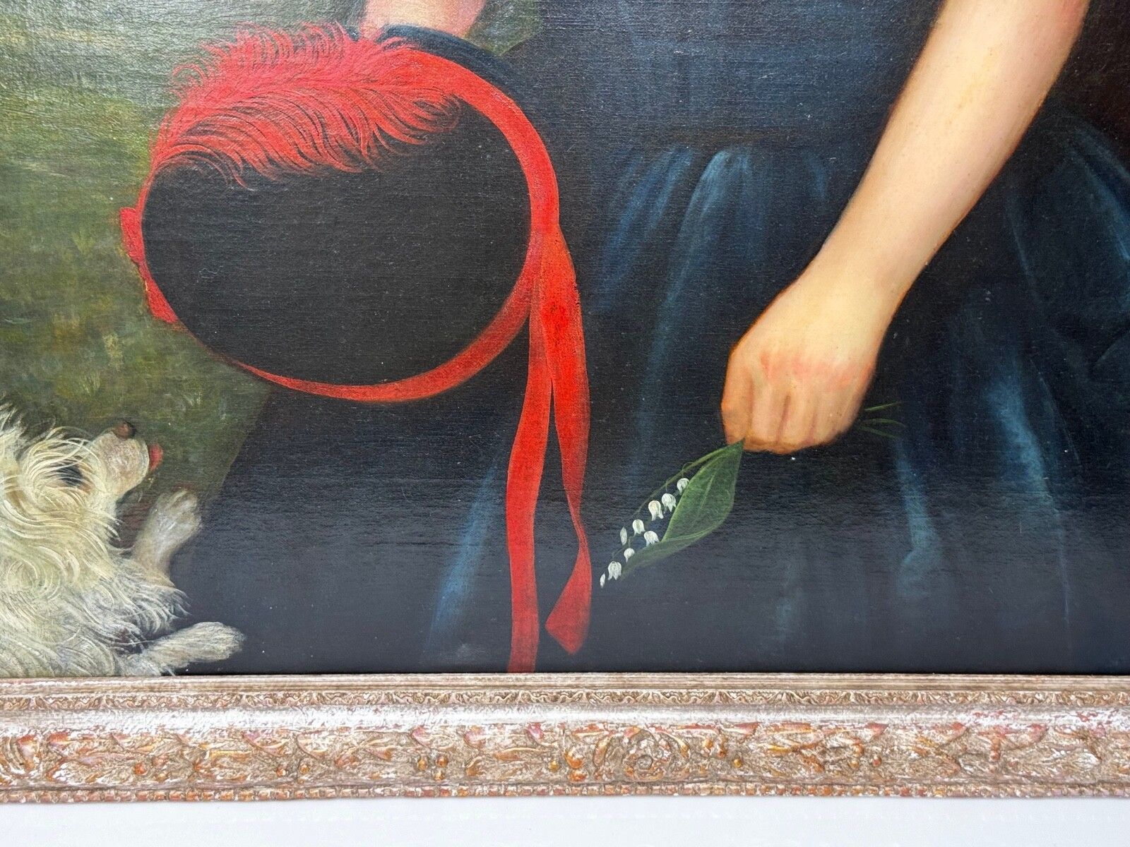 Victorian Oil Portrait Of Eliza Maddock Of Onchan Isle Of Man With Havanese Dog Signed J.R. Siddall photo furniture