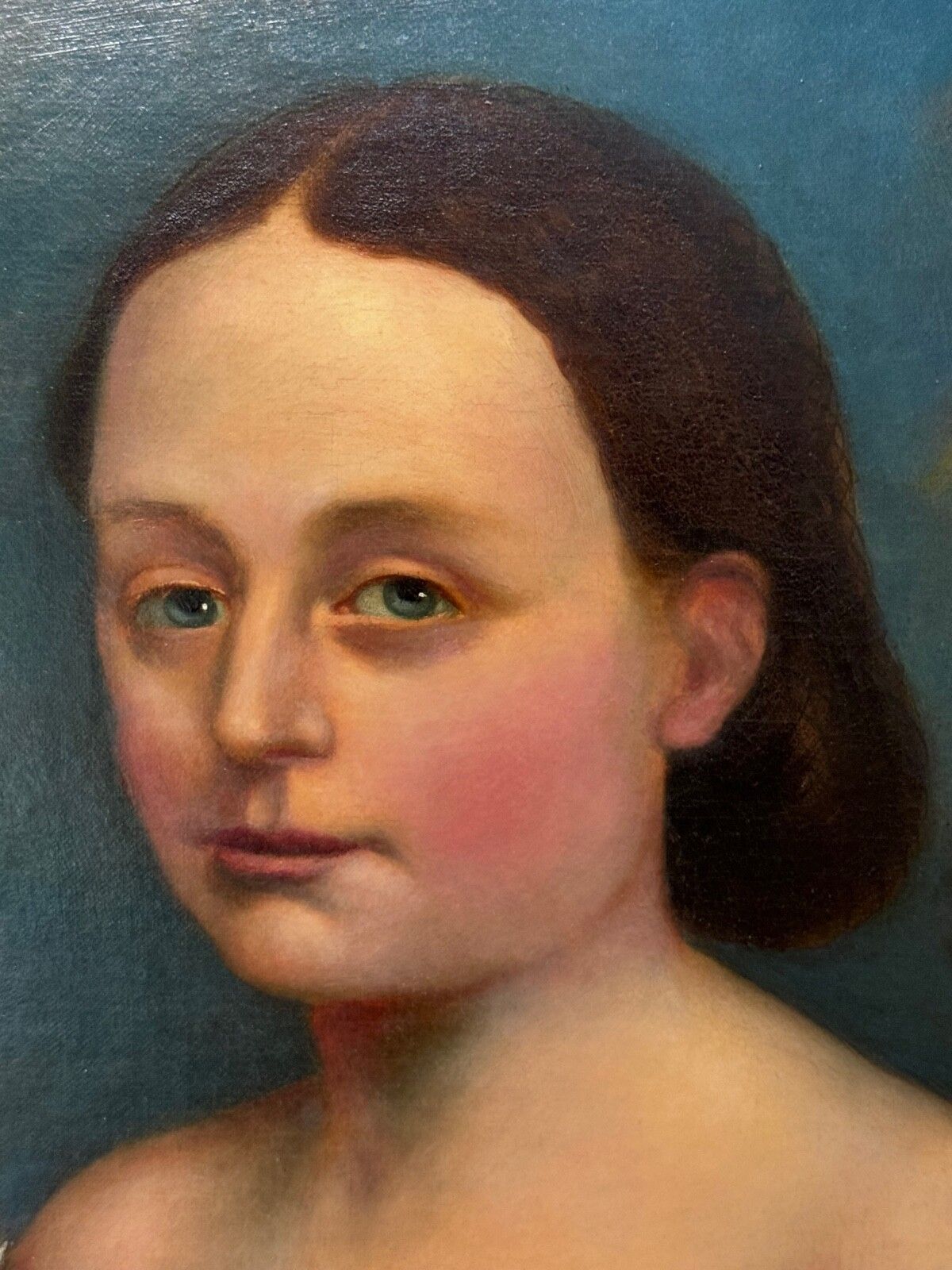 Victoriaans olieverfportret van Eliza Maddock uit Onchan, Isle of Man, met havanees, gesigneerd J.R. Siddall photo vintage