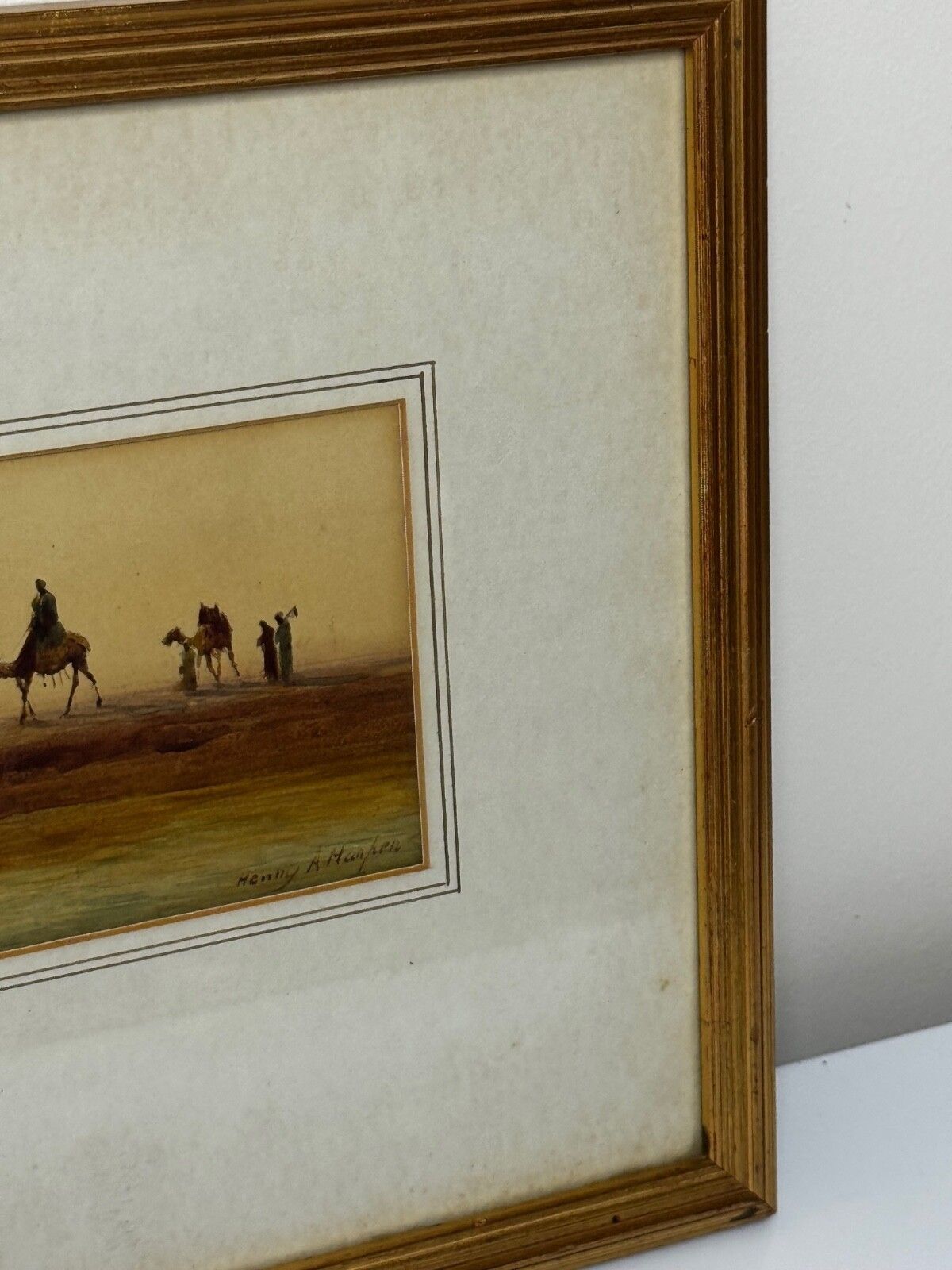 19e-eeuws schilderij Orientalisme Bedoeïenenstamleden Suezkanaal door Henry Andrew Harper photo for sale