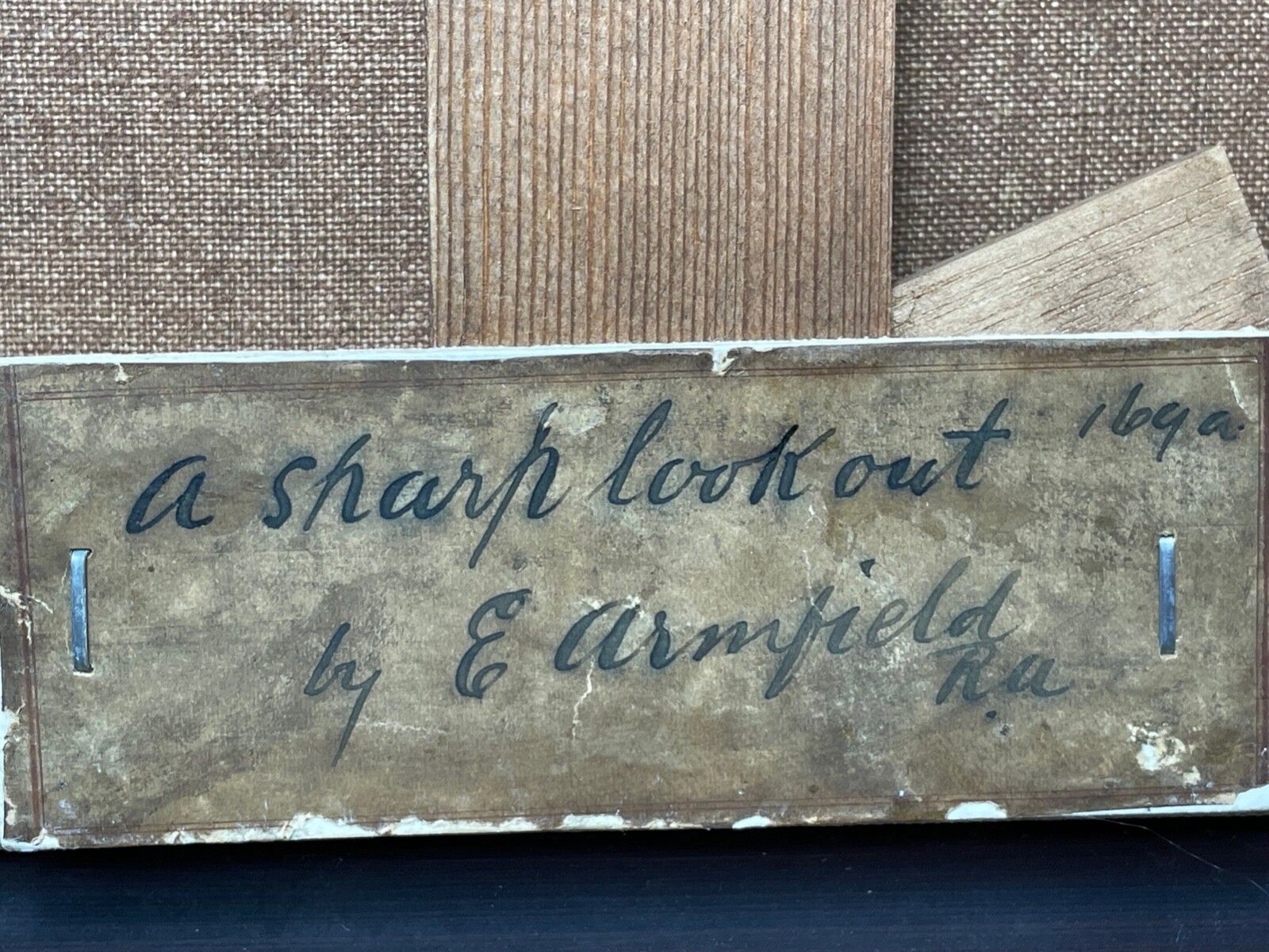 photo for sale 19e-eeuws olieverfchilderij met jachttafereel en terrriërs "A Sharp Lookout" van Edward Armfield