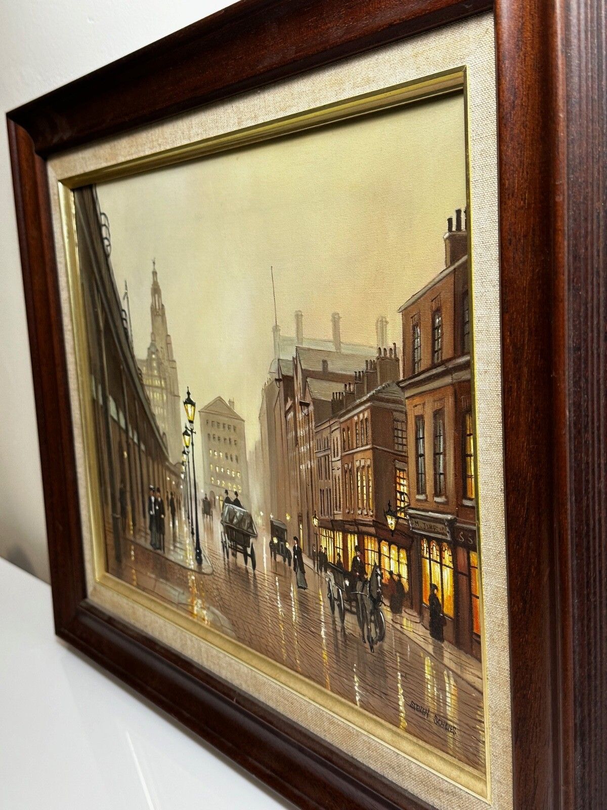 photo furniture Olieverfschilderij - Liverpool Strand Street Dock Road 1911 Edwardiaans stadsgezicht, gesigneerd Steven Scholes