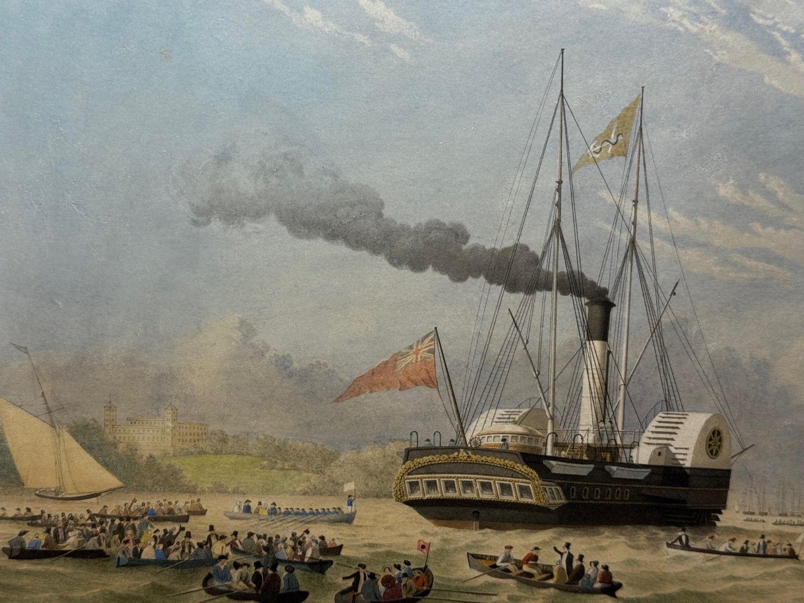 Victoriaans maritiem schilderij HMY Victoria & Albert First Royal Steam Yacht Off Osborne House in de stijl van Nicholas Matthew Condy photo furniture