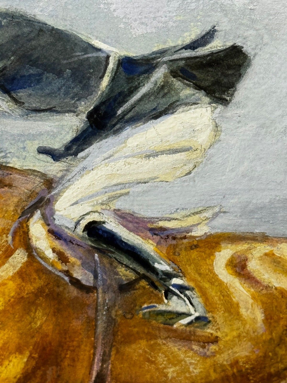 Kunst Mid-Century schilderij van Pat Smythe en Finality, winnaar van de Leading Showjumper of the Year Show, gedateerd 1949 photo