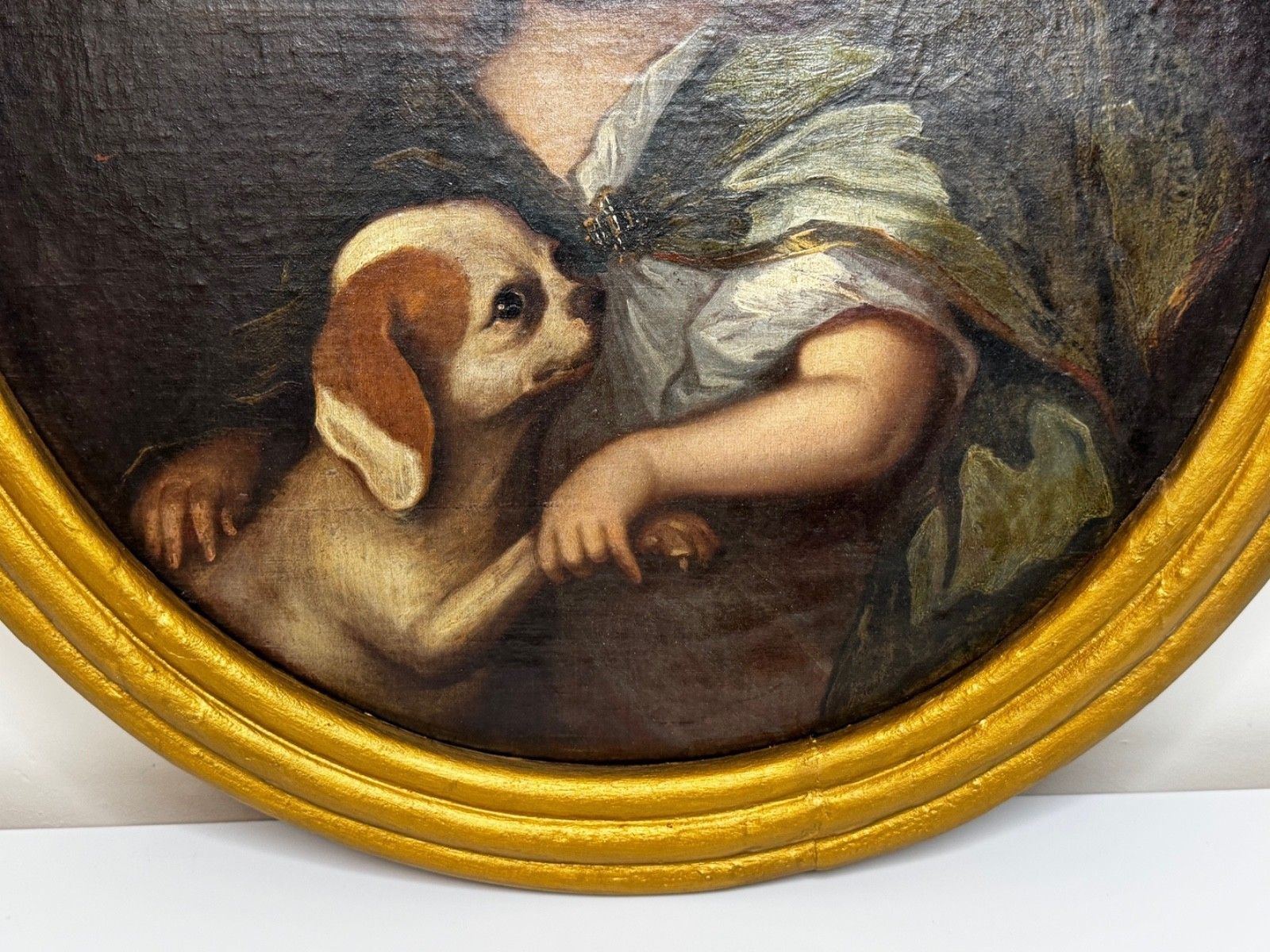 photo furniture 17th Century Oil Painting An Endearing Bond Boy With King Charles Spaniel Puppy Circle Of Mary Beale Circa 1680
