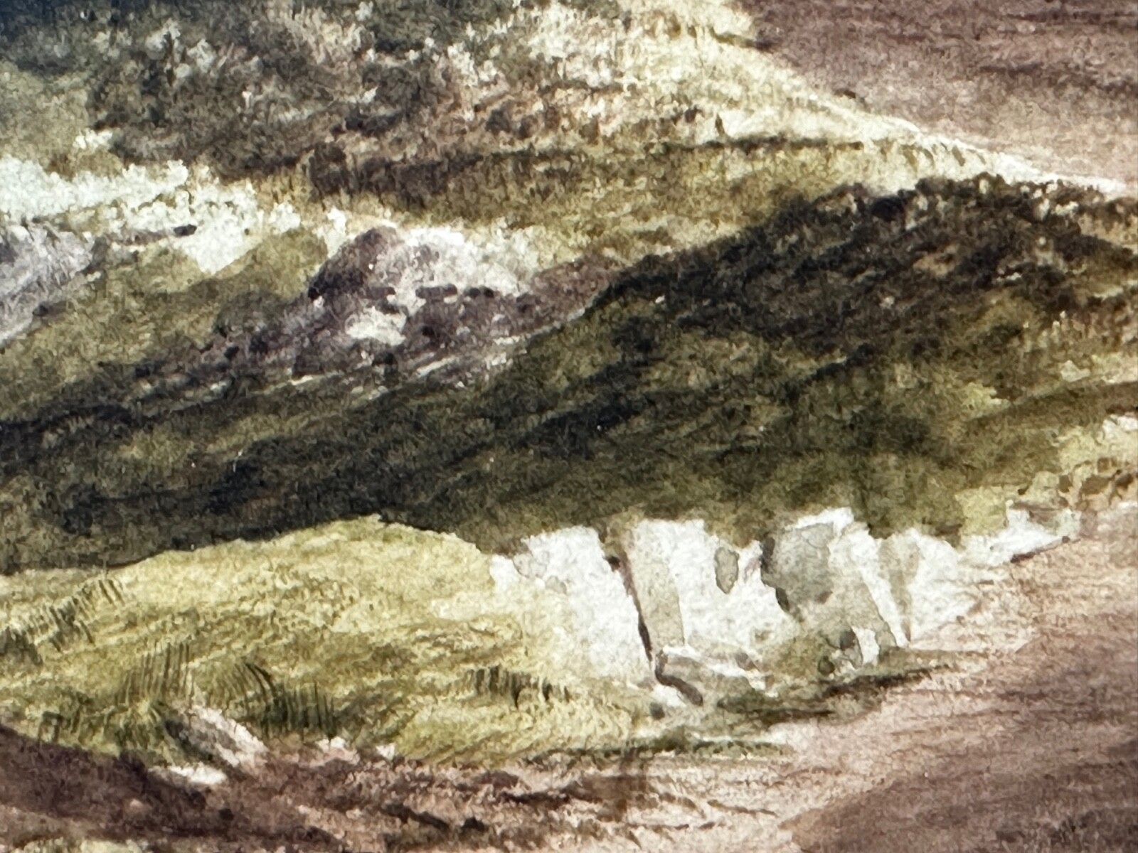 photo vintage Large Early 20th Century Watercolour Coastal Landscape Babbacombe Beach Devon By Samuel Edward Kelly