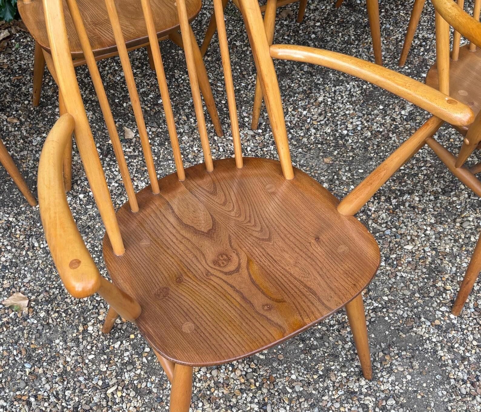Set Of Six Ercol Windsor 365 Quaker Dining Chairs C.1960s photo vinterior
