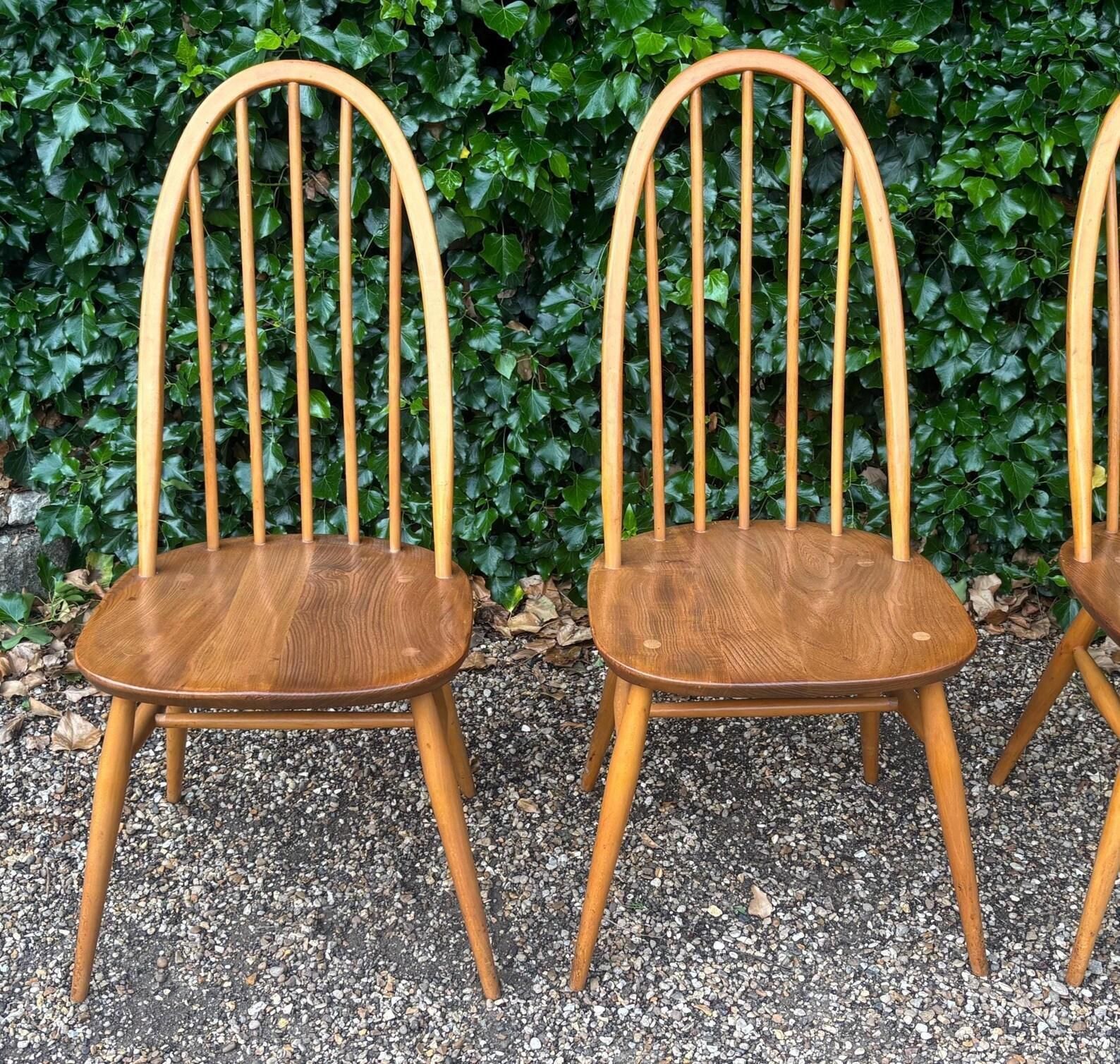 900.0 Set Of Six Ercol Windsor 365 Quaker Dining Chairs C.1960s photo