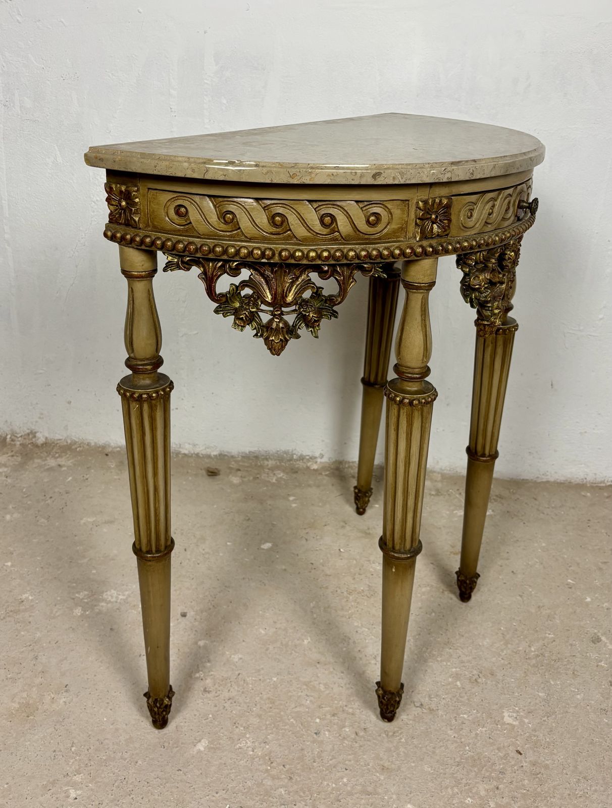 2220.0 Italian Neoclassical Polychromed Console Table With Marble Top, Mid 20th Century photo
