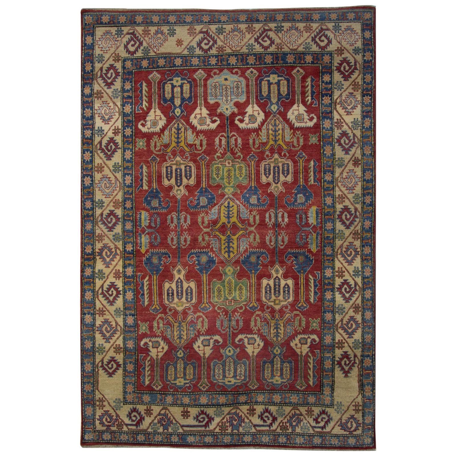 Handgemaakte vloerkleden, rood Afghaans geometrisch vloerkleed, tapijt te koop 182 x 265 cm