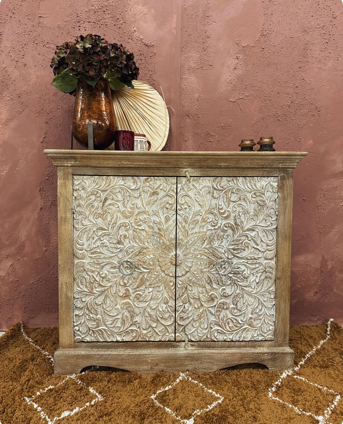 Two Door Mango Wood Sideboard   (Khsd98c)
