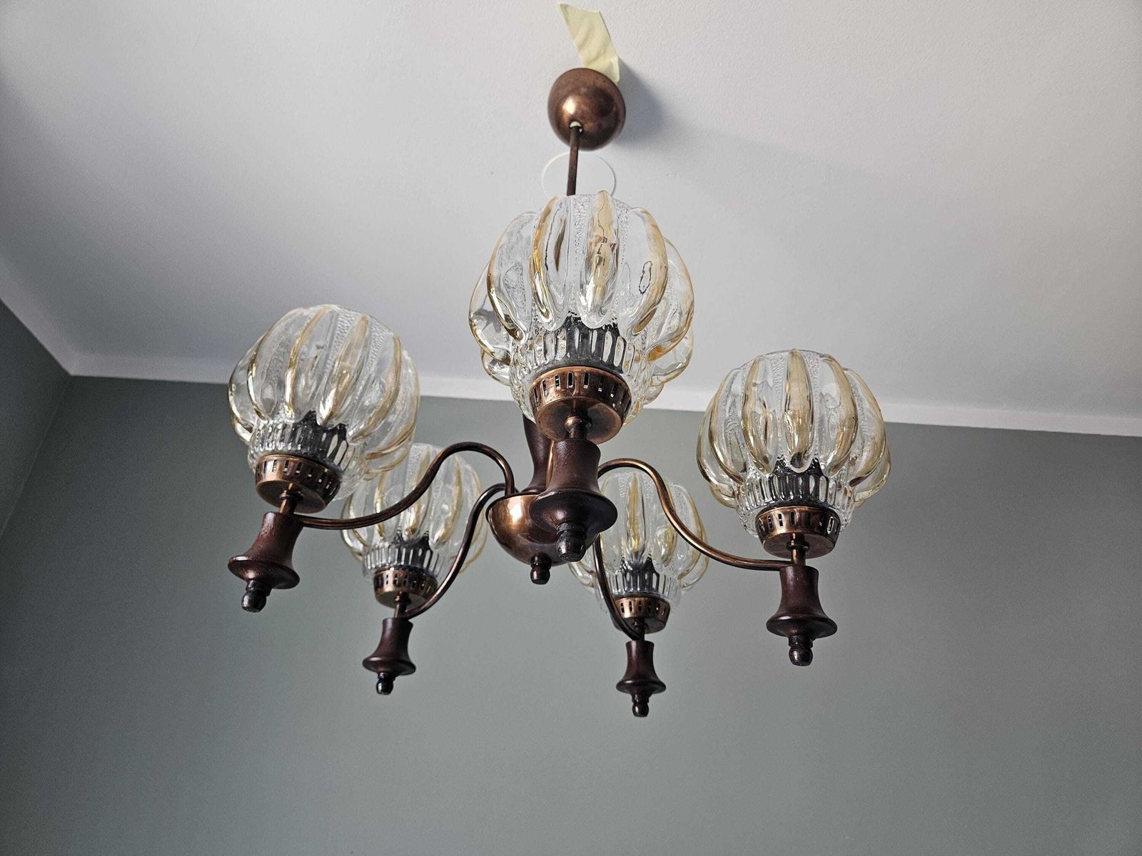 Vintage Sijaj Hrastnik Hanglamp | Koper Hout Mid-Century Hanglamp photo furniture
