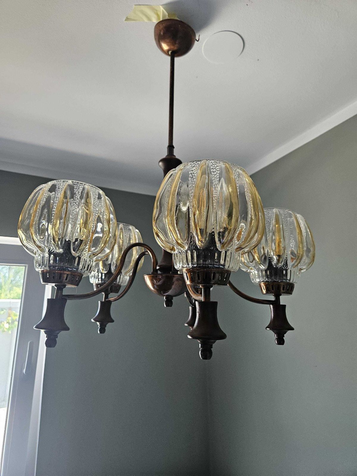 photo buy Vintage Sijaj Hrastnik Hanglamp | Koper Hout Mid-Century Hanglamp