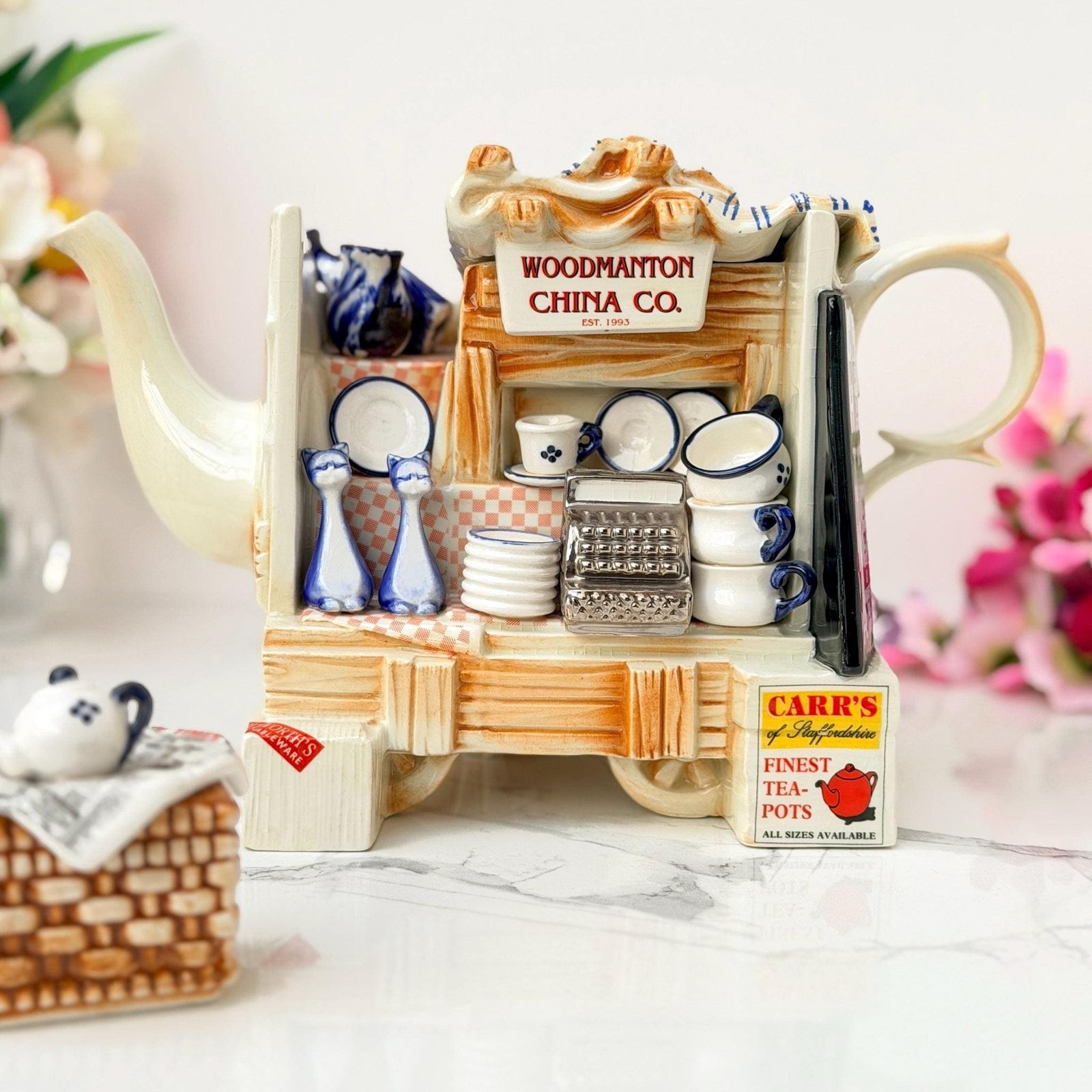 Signed Paul Cardew Woodmanton China Teapot 1993 Novelty Vintage photo furniture