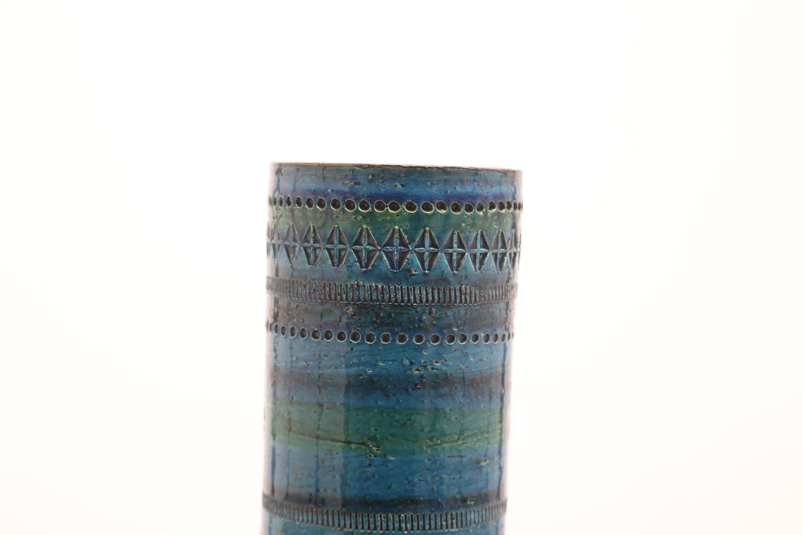Vintage Mid-Century keramische vaas van Aldo Londi voor Bitossi, "Rimini Blu", 23 cm hoog, Italië, jaren 1960. photo furniture