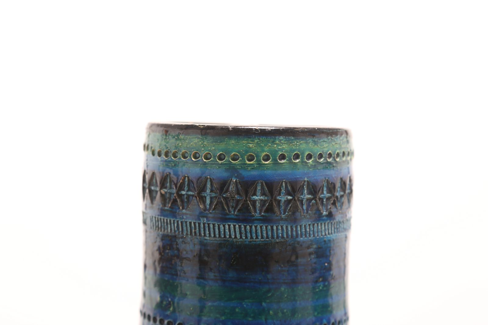 Vase en céramique mid-century Aldo Londi pour Bitossi « Rimini Blu », 17 cm de hauteur, Italie, années 1960 photo for sale