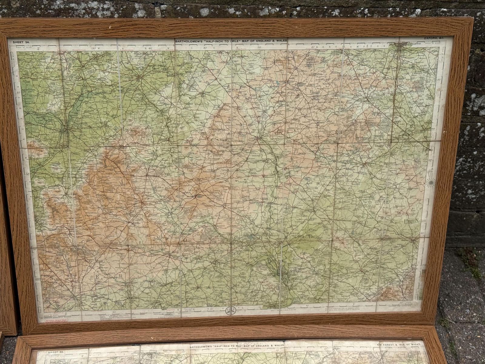 Set Of Four Large Vintage Framed Ordnance Survey Maps Southern England photo buy