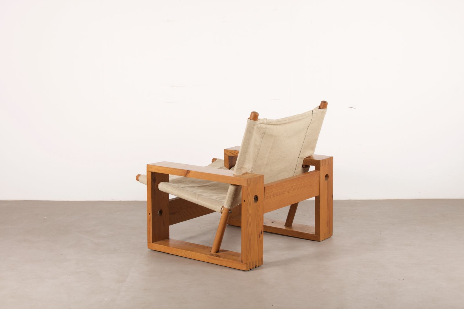 Mid-Century Modern Dutch Pine And Canvas Lounge Chair By Ate Van Apeldoorn, 1960s photo furniture