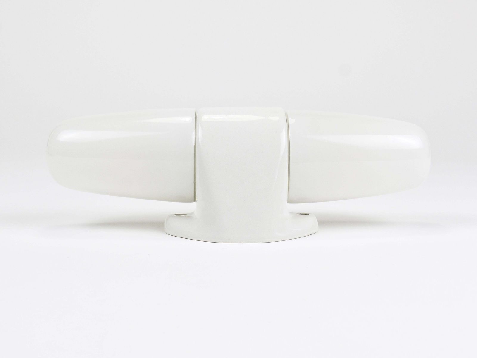photo vintage Wilhelm Wagenfeld Bauhaus Witte Dubbele Wandlamp, Duitsland, jaren 1950