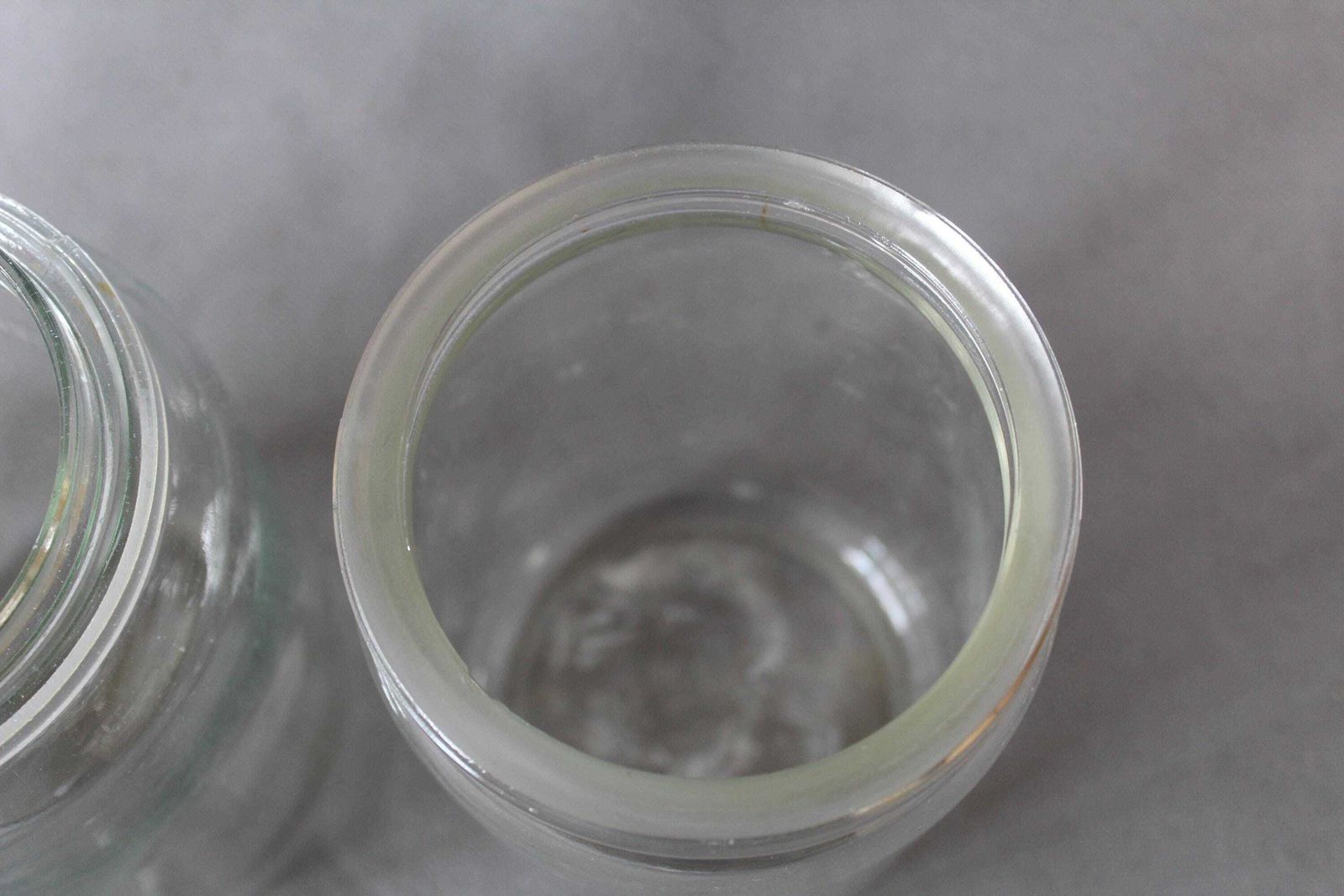Lot de 3 bocaux de conservation vintage Val Saint Lambert en verre avec couvercle et fermetures métalliques, 1 litre, 1932 photo vintage