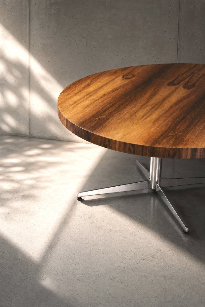 Vintage German Round Rosewood Coffee Table From Ilse Möbel, 1970s photo vintage
