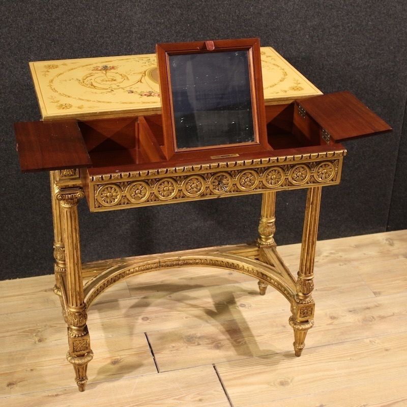 French Lacquered And Gilded Side Table By Sormani In The Louis XVI Style photo vintage