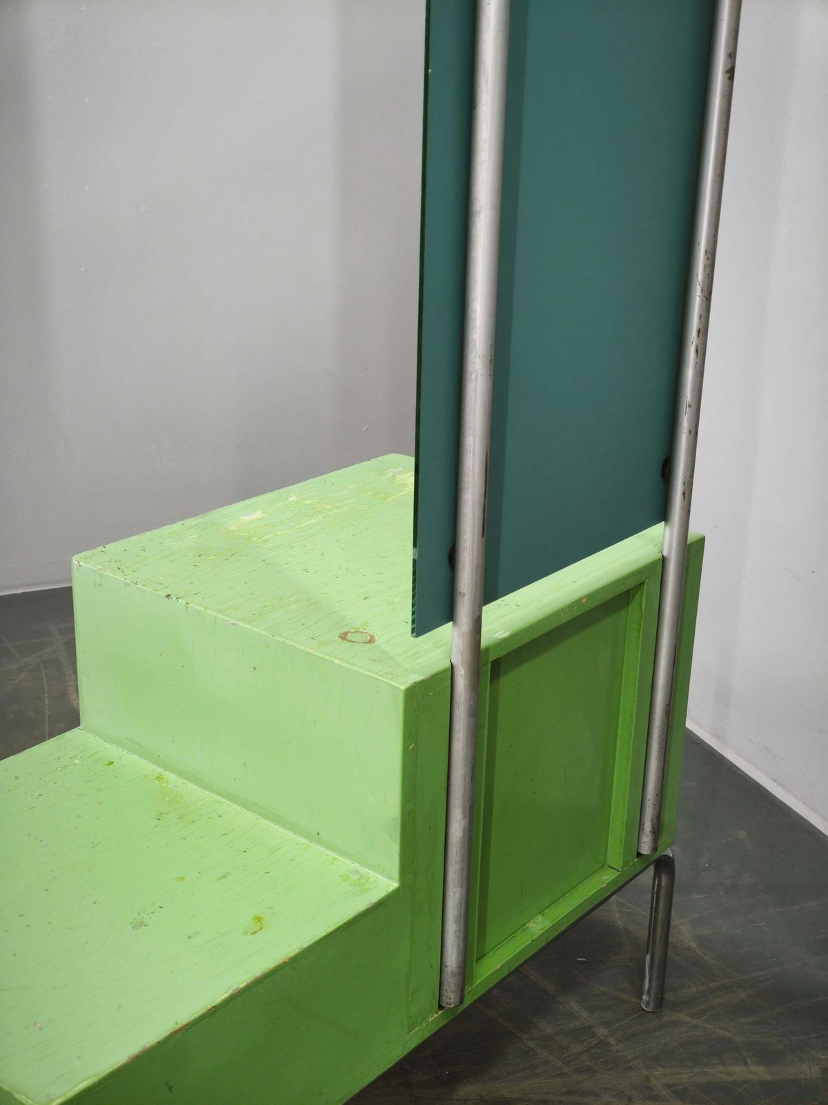 Bauhaus Czech Green Vanity Table With Mirror And Chrome Frame, 1930 photo Furniture