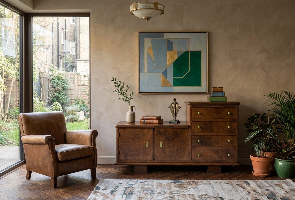 Art Deco Dressoir In Walnoot Met Asymmetrisch Ontwerp photo furniture