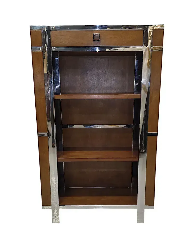 Fraaie open boekenkast met chromen beslag photo furniture