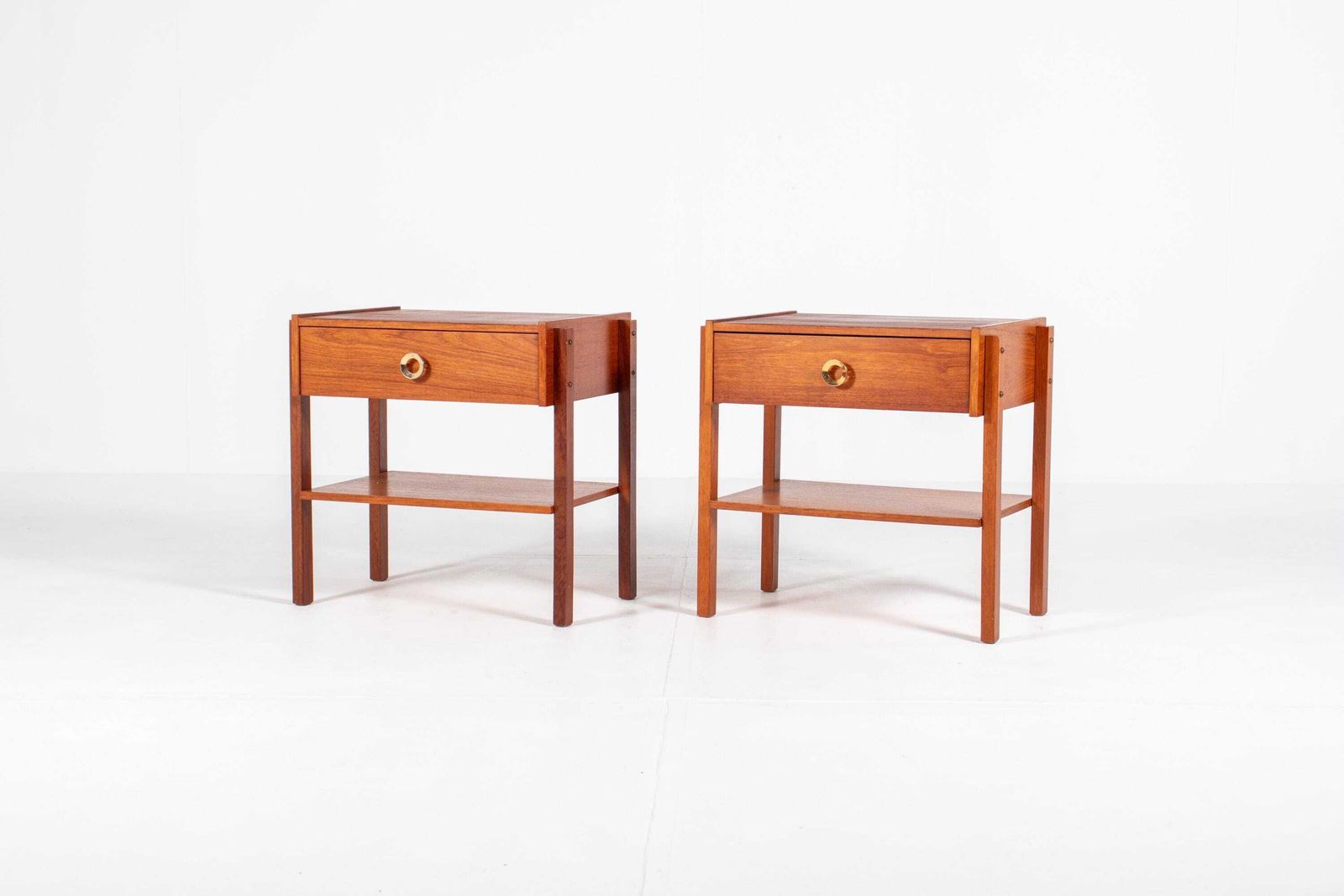 Set Of 2 Danish Mid Century Teak Bedside Tables — 1960s