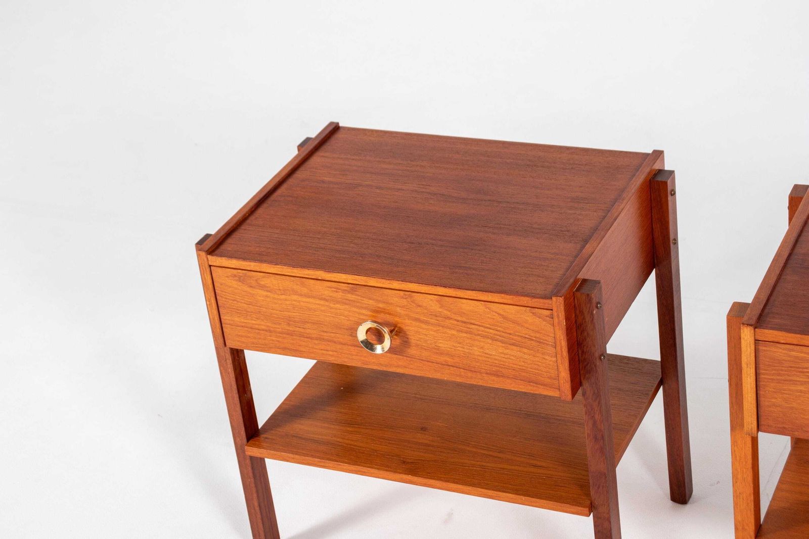 Set Of 2 Danish Mid Century Teak Bedside Tables — 1960s photo vinterior