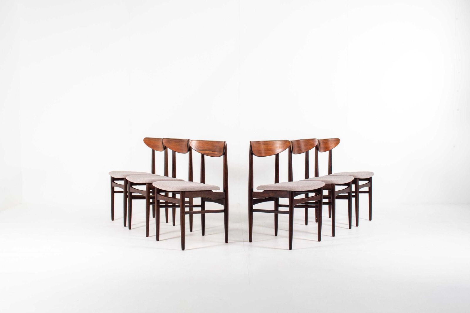 Set Of 6 Danish Rosewood Dining Chairs, Denmark, 1960s – Newly Upholstered