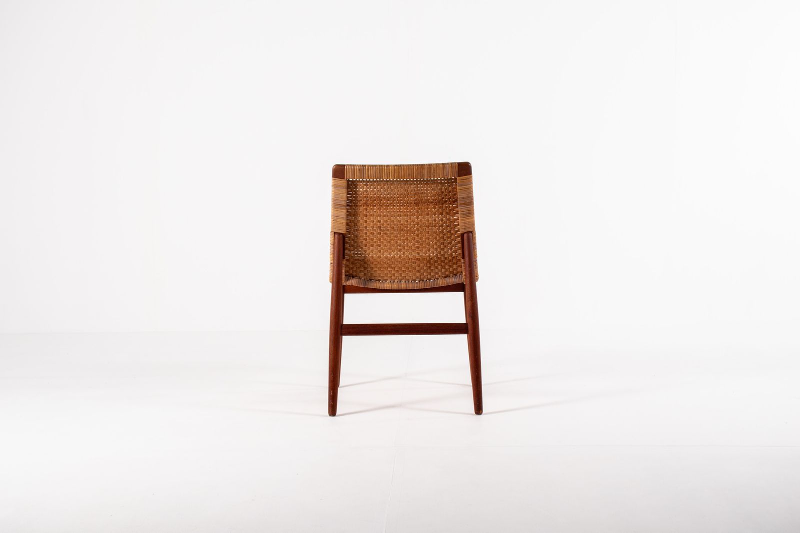 photo vinterior Jørgen Høj Teak And Rattan Chair For Thorald Madsen, Copenhagen Denmark 1950's