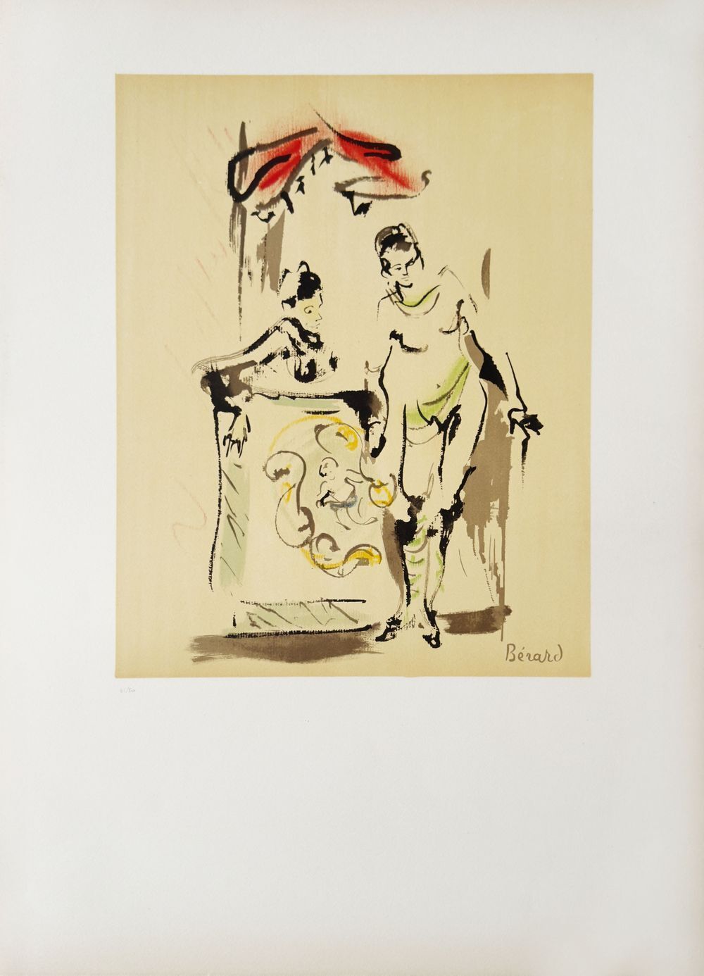 Christian Berard Lithografie Les Comédiens 1965