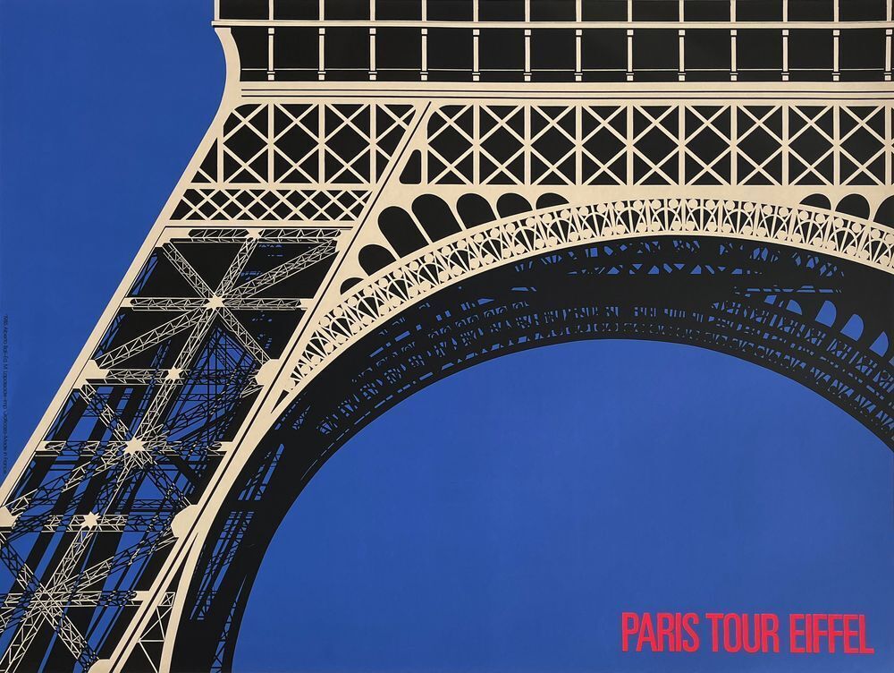 Alberto Bali Screenprint Paris Tour Eiffel (In Blue) 1985